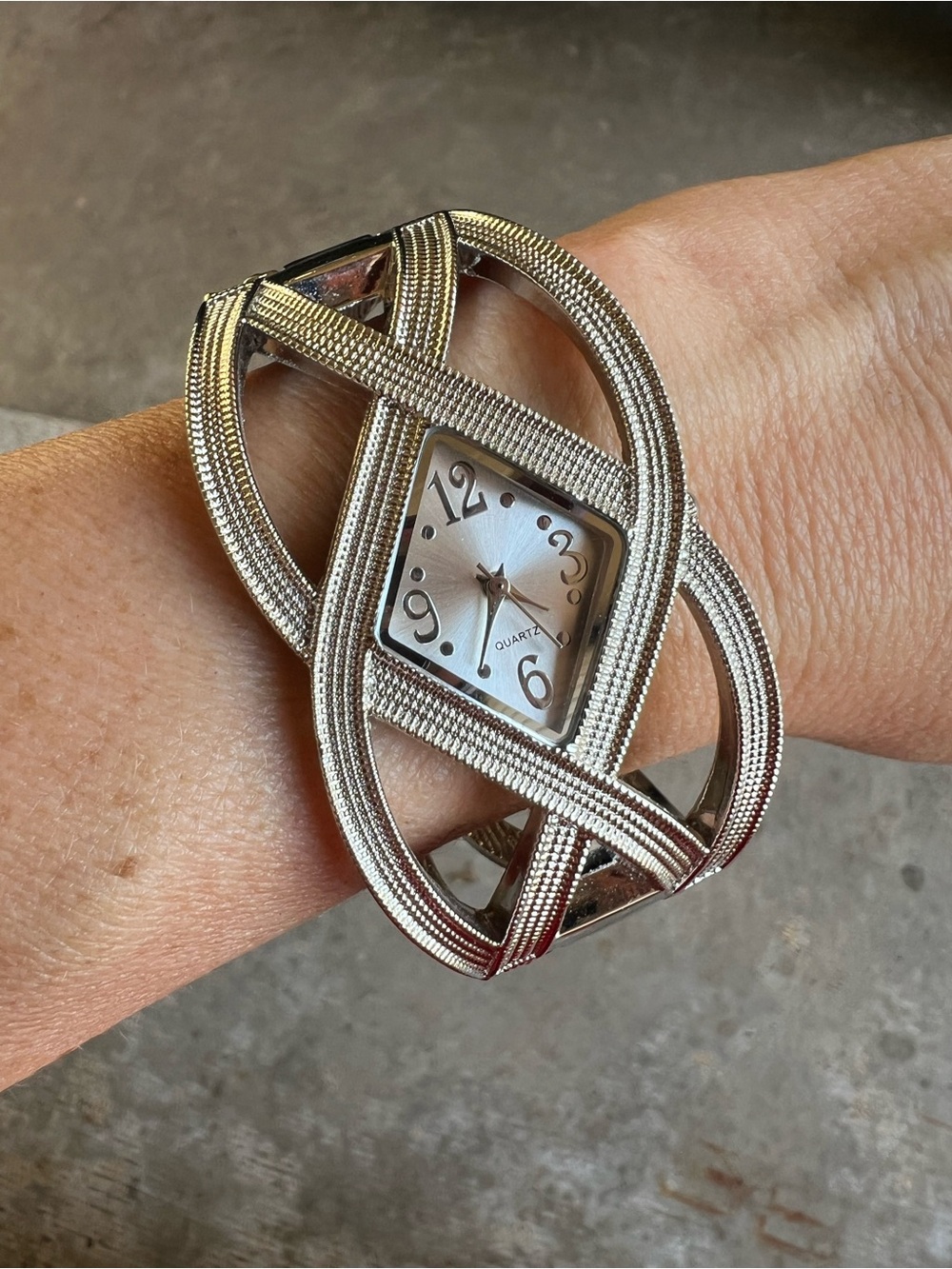 Silver Tone Women's Cuff Watch - Quartz Movement